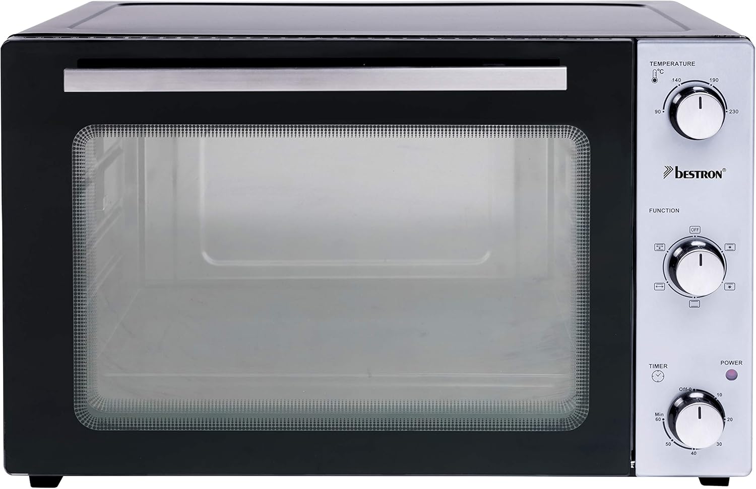 Bestron AOV45 Mini Oven front view bil-pannell tal-kontroll