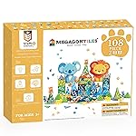 MEGAGONTILES Zoo Animals Magnetic Tiles Set 108PCS | STEM-Authenticated Magnetic Building Blocks with Animal Figures | Educational Construction Toy for Toddlers & Kids Ages 3-8 (Boys & Girls)