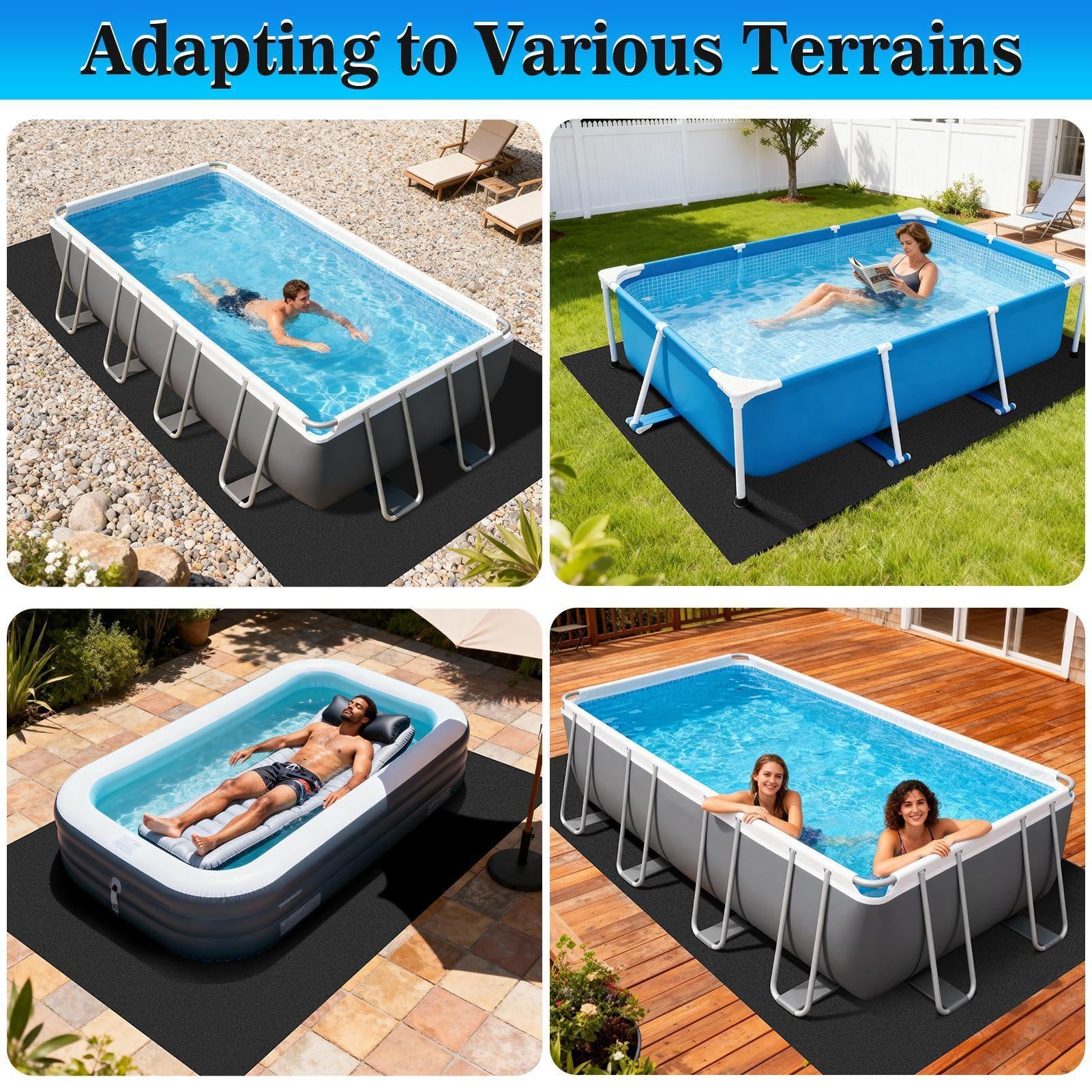 Esterilla protectora de suelo para piscina, 400 x 400 cm, gruesa, cuadrada, resistente, protección contra pinchazos, para casa, jardín, césped, terraza, resort, hotel