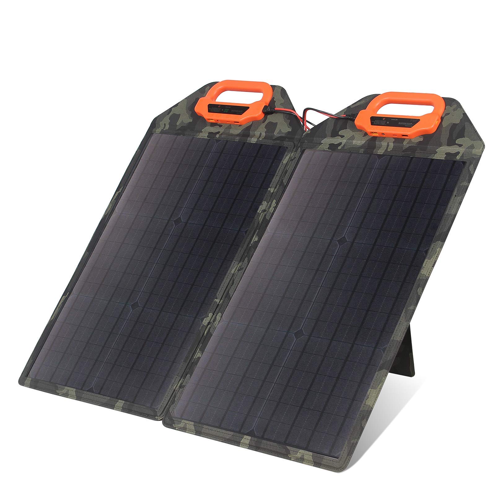 MOOLSUN 50W Solar Panel Power, Support 2-4 Parallel Power Increase(100w Max) High Output Performance Light Strength Sensor XT60 DC USB Portable Waterproof Monocrystall Solar Panel kit for Camping RV