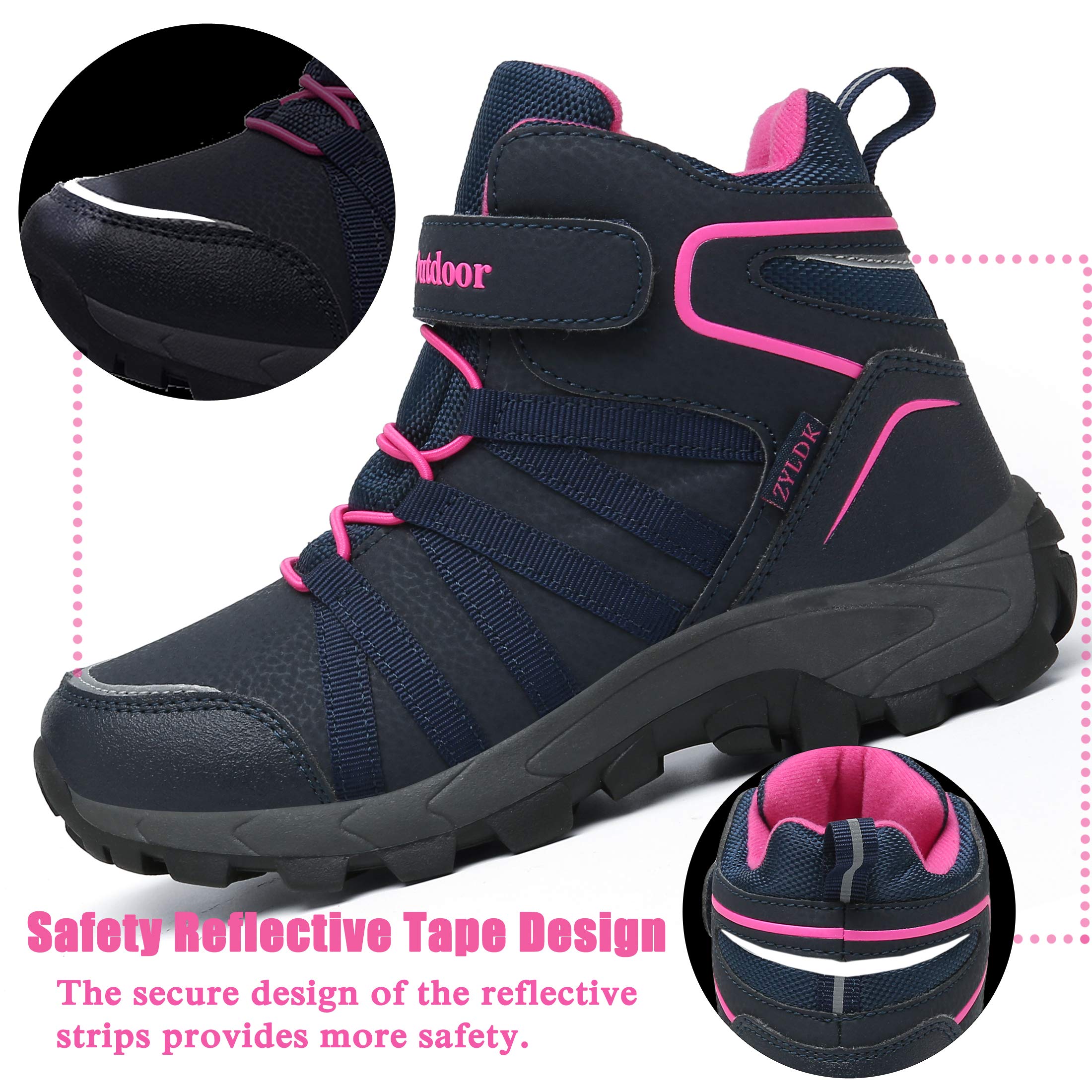 Winterstiefel Kinder Winterschuhe Wanderschuhe Schneestiefel Jungen Warmfutter Wasserdicht Baumwollschuhe Mädchen Trekking Snowboots Mit Klettverschluss