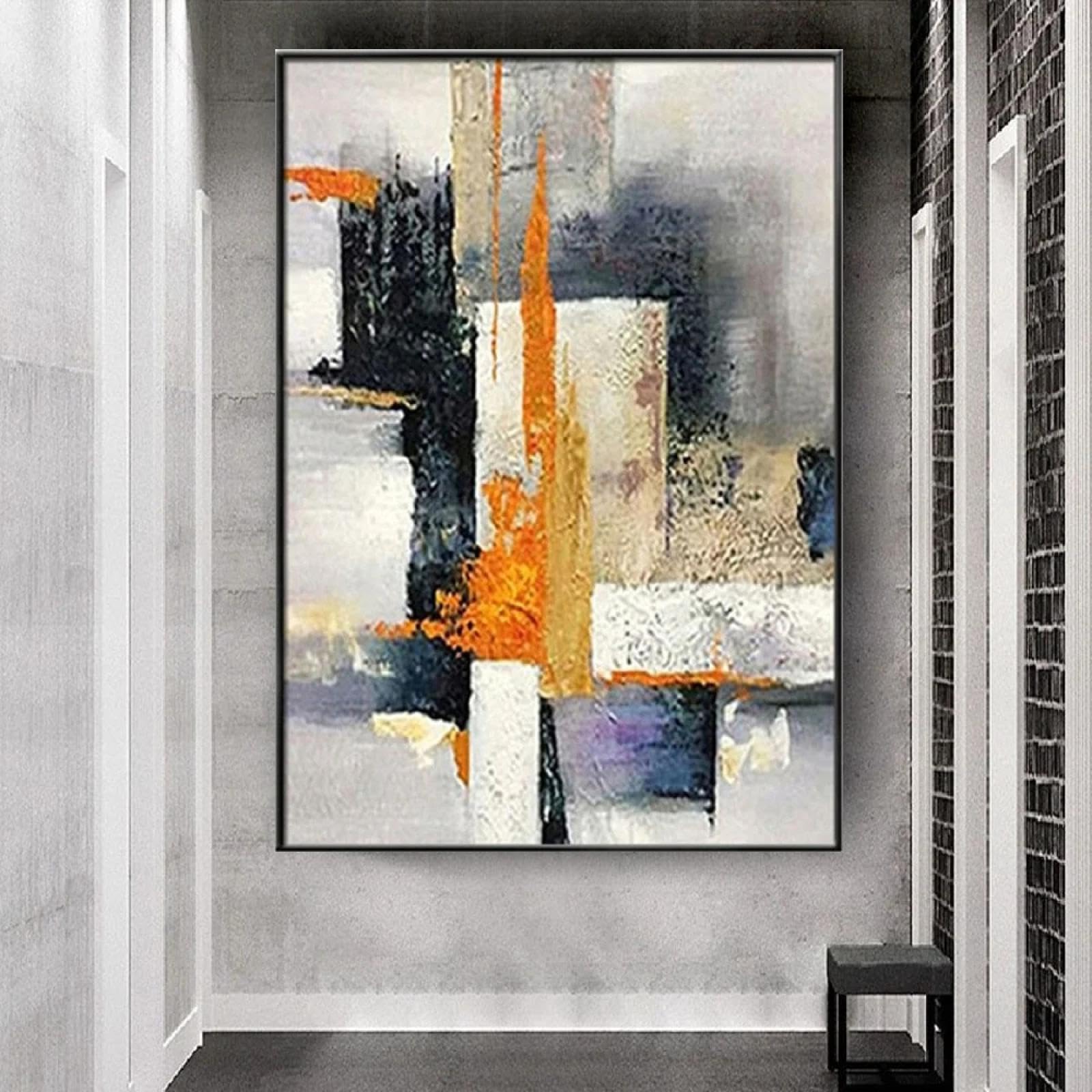 HOLEILUCK Tableau d'art mural géométrique moderne abstrait vertical pour salon, porche, entrée, décoration de grande taille, impressions d'art sans cadre 72 x 95 cm/28 x 37 pouces sans cadre
