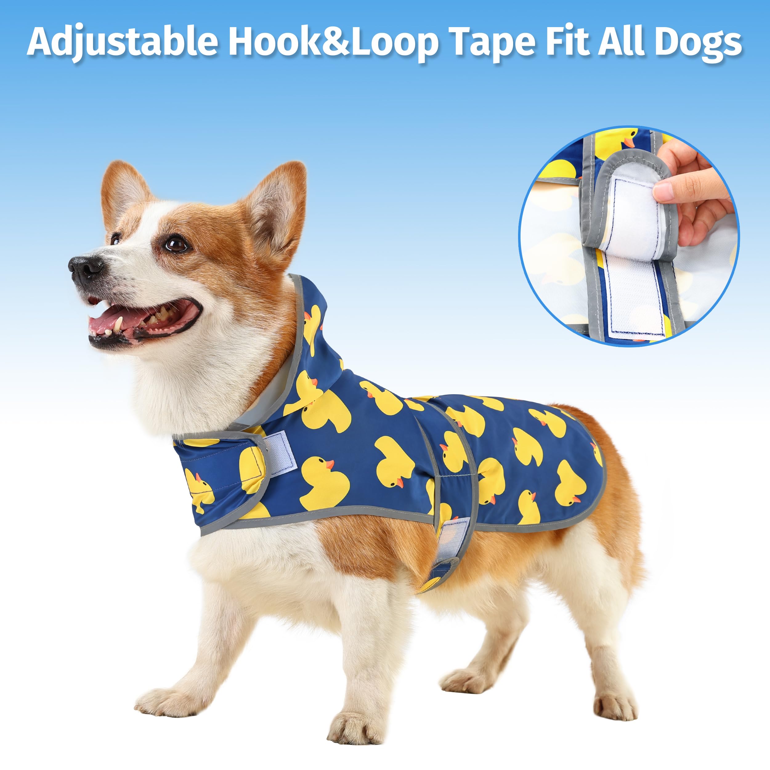 Impermeable Impermeable para Perro con Capucha y Agujero para Correa, para Perros y Cachorros pequeños, medianos y Grandes