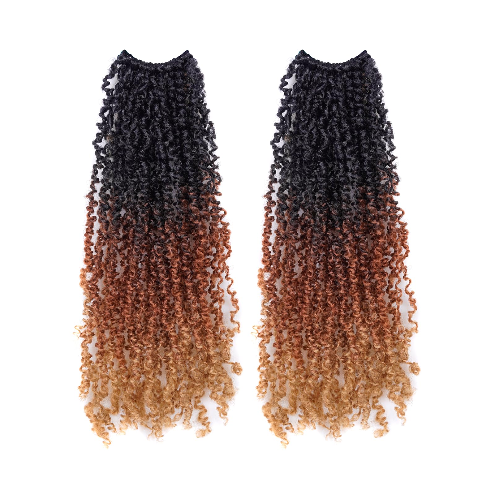 GIX Yanky Twist Crochet Hair - 10 Inch 2 Packs (60 Strands) 3 Tones Ombre Brown Pre-twisted Fluffy Spring Mini Twist Short Bob Passion Twist, Crochet