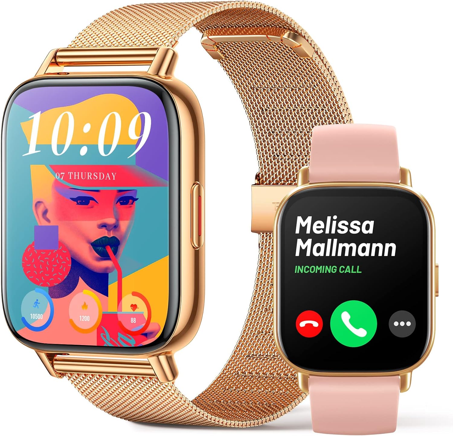 Smartwatch Donna con Chiamate Orologio Intelligente Android iOS Promemoria Messaggi Fitness Tracker 1.7 HD Touchscreen IP68 Impermeabile Orologio Sportivo con Cardiofrequenzimetro, Controllo Musica Smartwatch Donna con Chiamate Orologio Intelligente Android iOS Promemoria Messaggi Fitness Tracker 1.7 HD Touchscreen IP68 Impermeabile Orologio Sportivo con Cardiofrequenzimetro, Controllo Musica