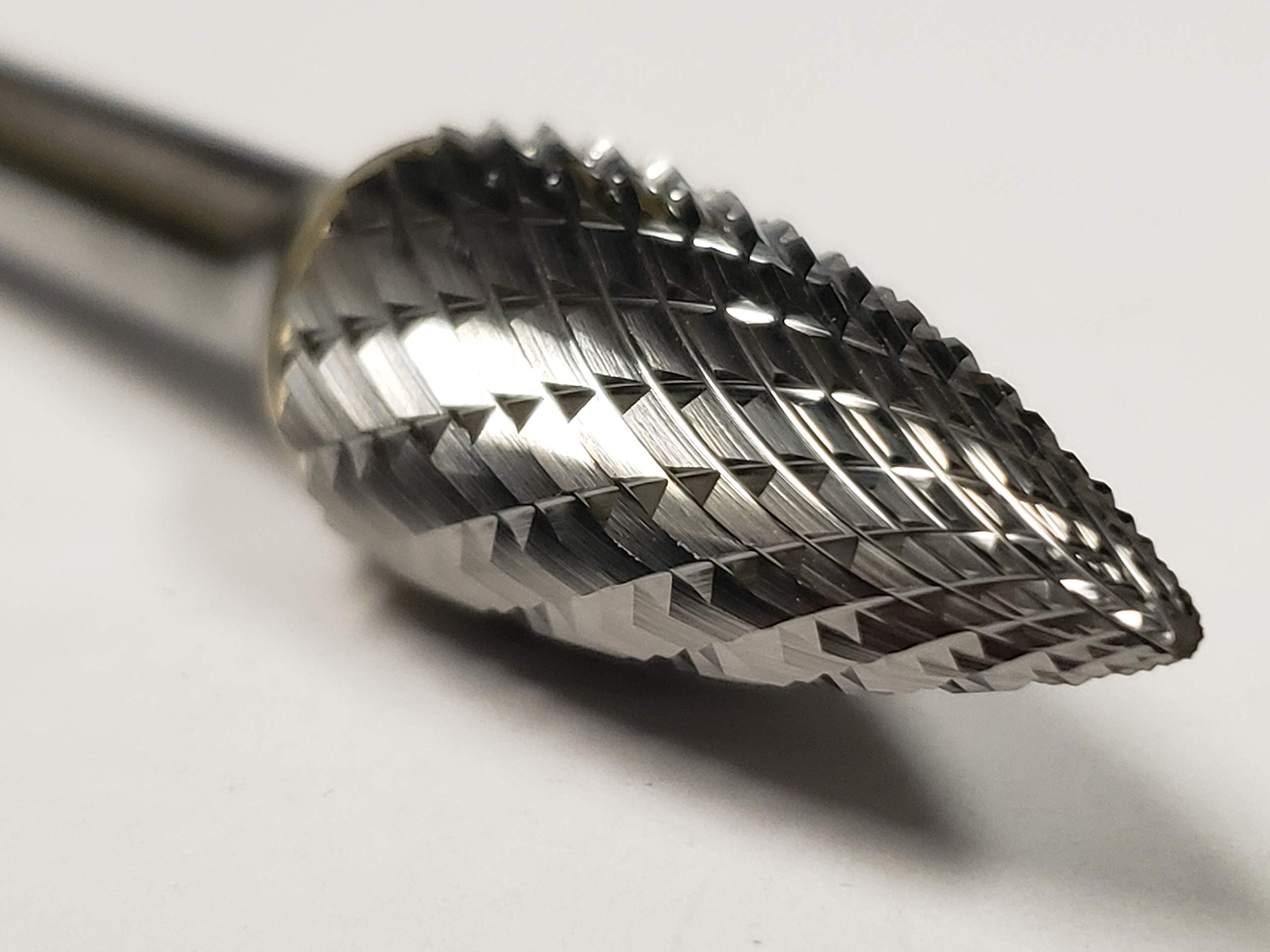 Titan TB19431 Solid Carbide Bur, Double Cut, Pointed Tree, 1/2