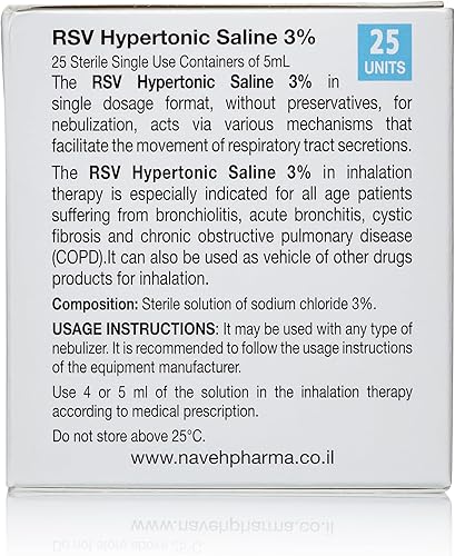 Miniatura 2 de NAVEH PHARMA Alivio respiratorio suave RSV: solución salina hipertónica al 3% apta para bebés para nebulizador | Inhalación calmante para los más