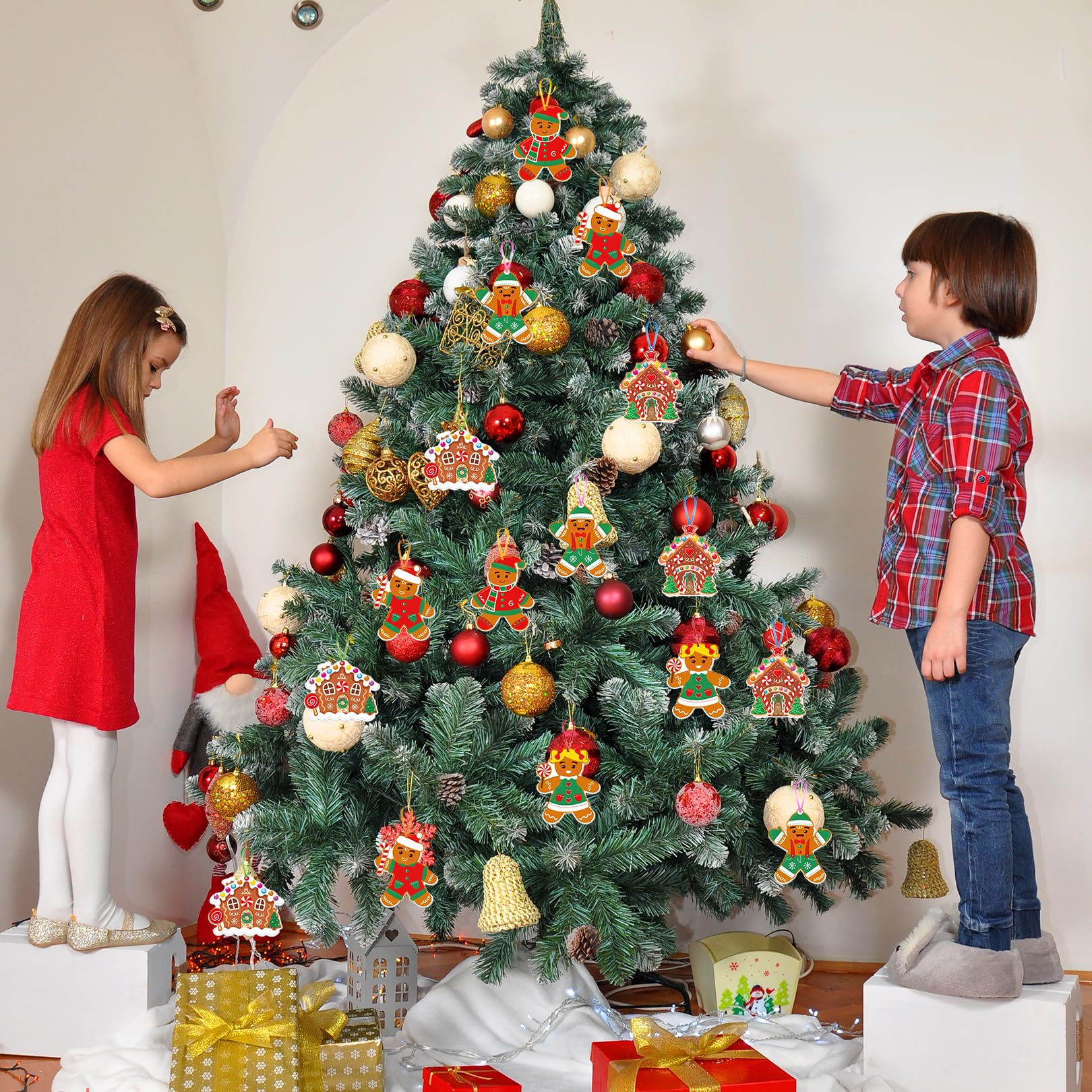 24 Pack Christmas Crafts for Kids,Craft Arts Kits Decorations Stickers Make Own Activities Xmas Tree House Things Art Gift Activity Set Making Cards Gingerbread,for Toddlers Childrens Party Gifts - Image 4