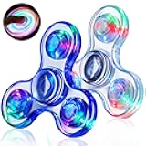Gigilli Fidget Spinners for Kids 2 Pack, Light up Sensory Fidget Toys Adults Kid 4-8-12, Glow in The Dark ADHD Autism Toys 5-7 Boys Girls, LED Classroom Prizes Party Favors Mini Fidgets for Toddler