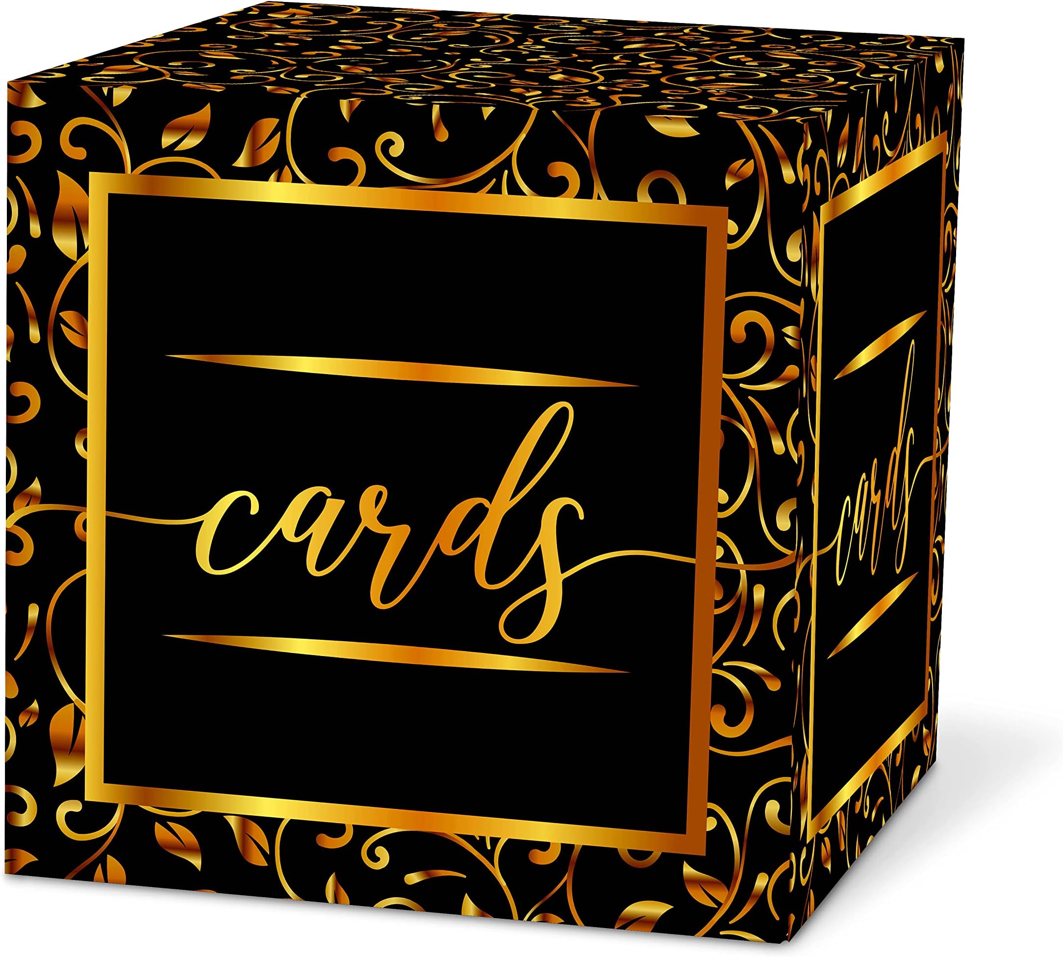 ESAMP Black Gold Floral Theme Receiving Card Box 8” Card