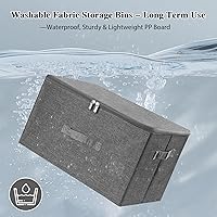 Vista 3 de ANMINY - Cajas de almacenamiento con tapas con cremallera 51.9 Qt, cajas de almacenamiento de tela con tapa, cestas, cubos con asas, plegables
