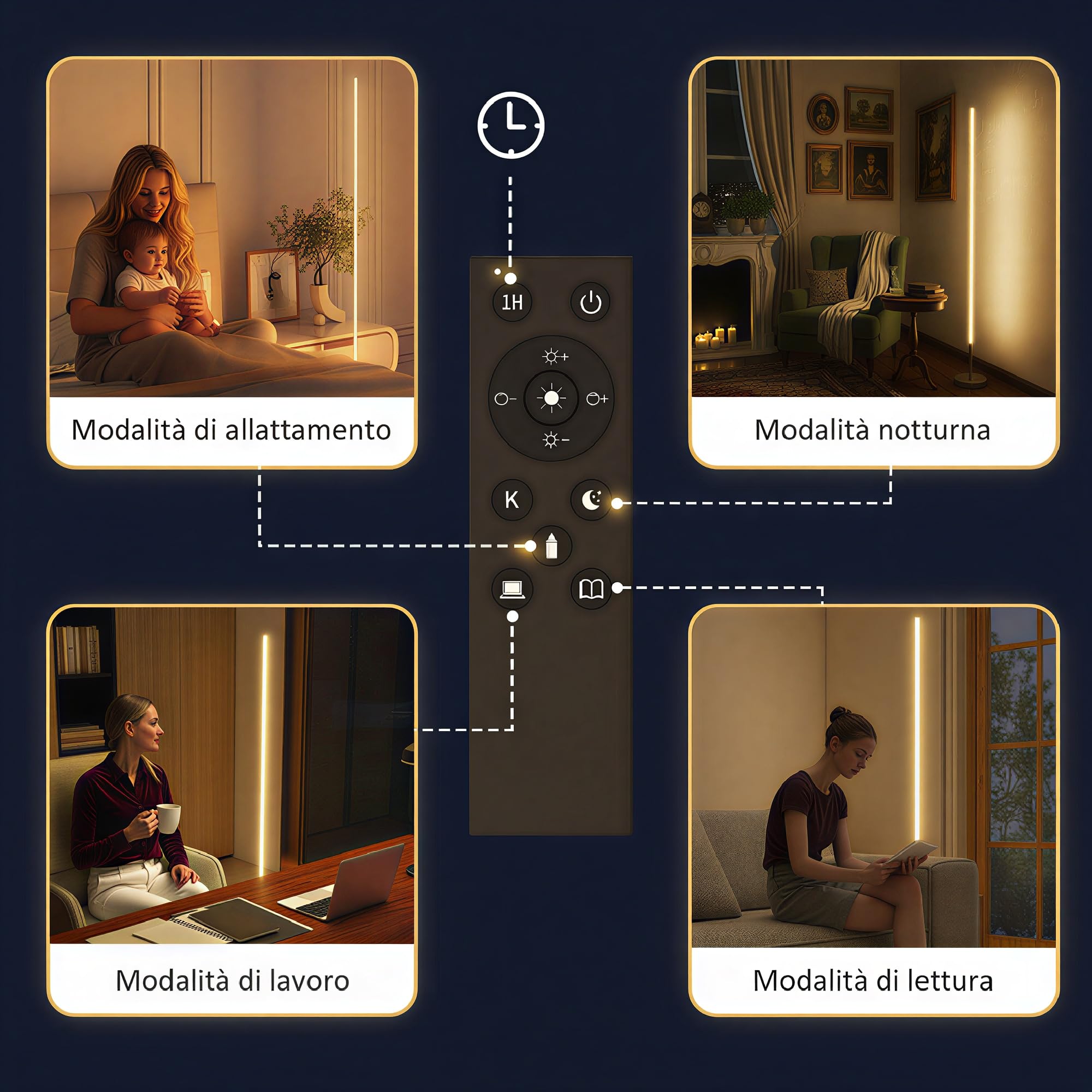 HOMCOM Lampada da Terra LED Alta 150 cm Luminosità Regolabile Argento | Temperatura Colore Regolabile, Telecomando Magnetico, Timer, Interruttore a Pedale