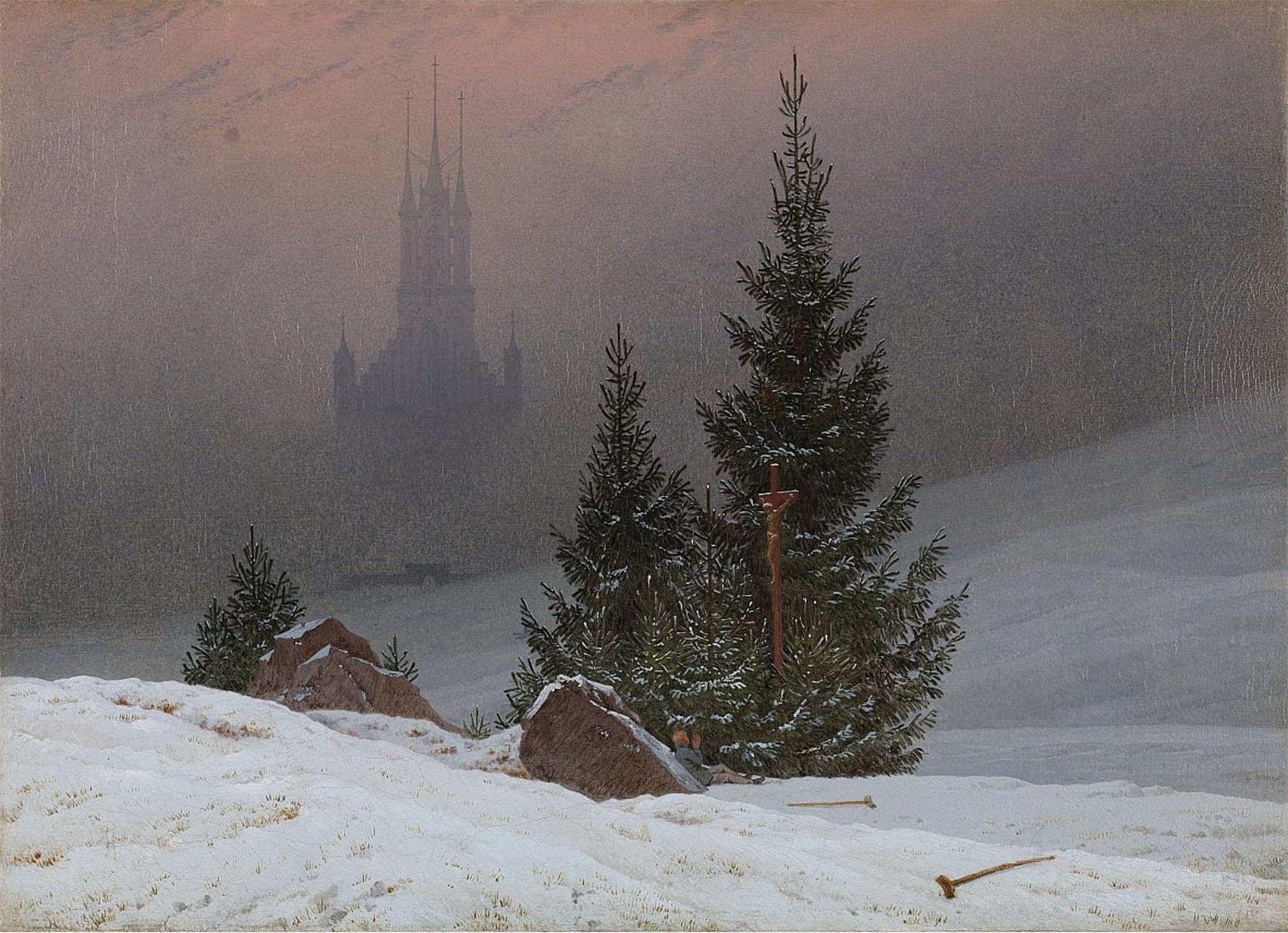 ARTXLXXBN Famous Painting Art Wall Decor Abstract Art Picture Winter landscape by Caspar David Friedrich Animal Pictures for Home Decor 60x90cm
