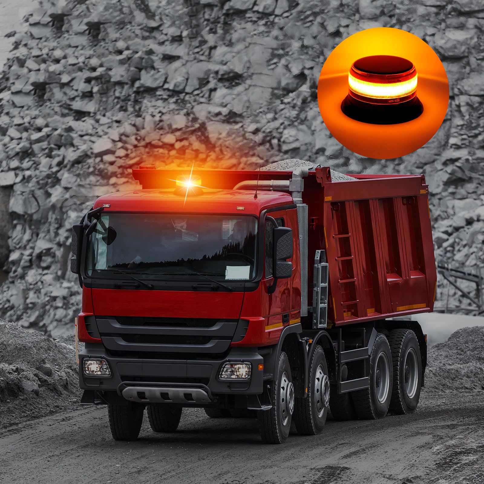 antom Rotativo energía solar Luz LED estroboscópica inalámbrico, 12V-24V orange Luz de emergencia de magnético con 3 meters cable para vehículos, tractores, carros de golf, UTV（Cable USB de carga）