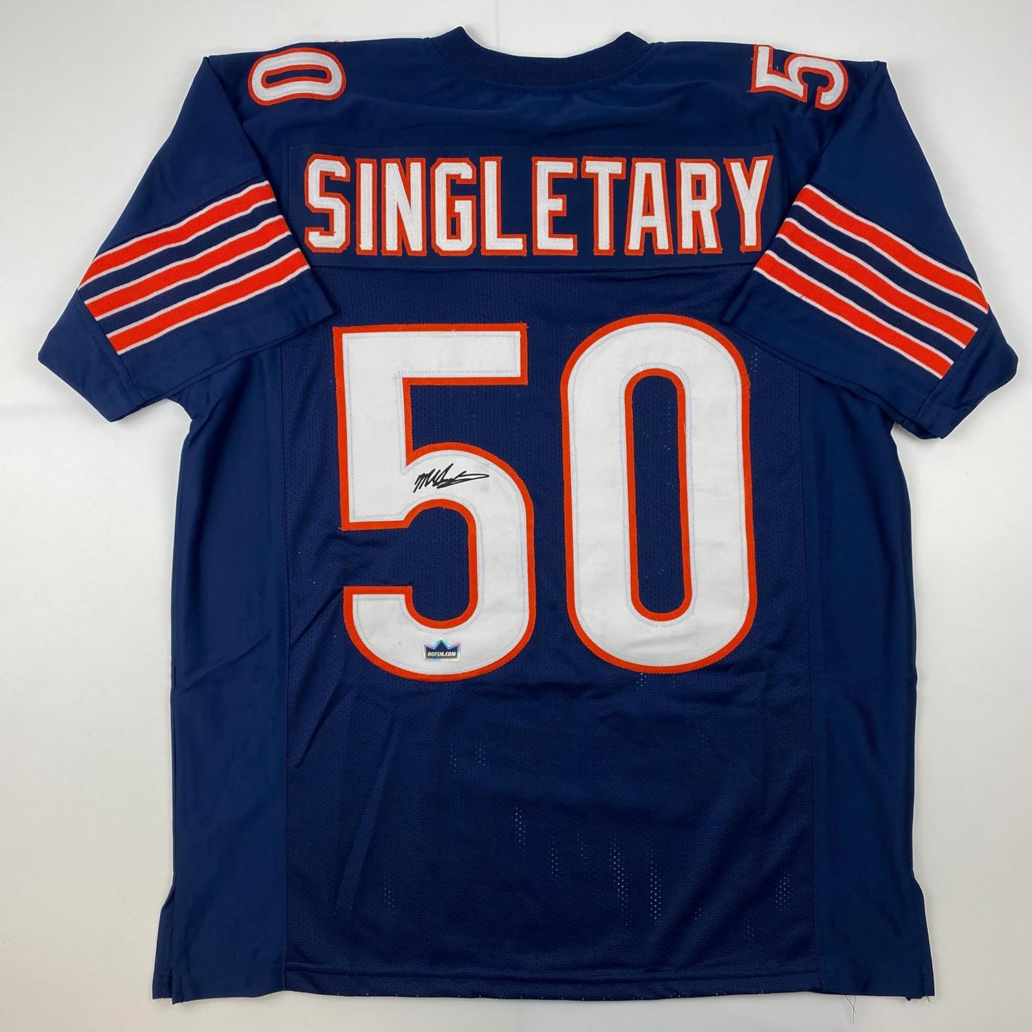 Facsimile Autographed Mike Singletary Chicago Blue Reprint Laser Auto Football Jersey Size Men's XL