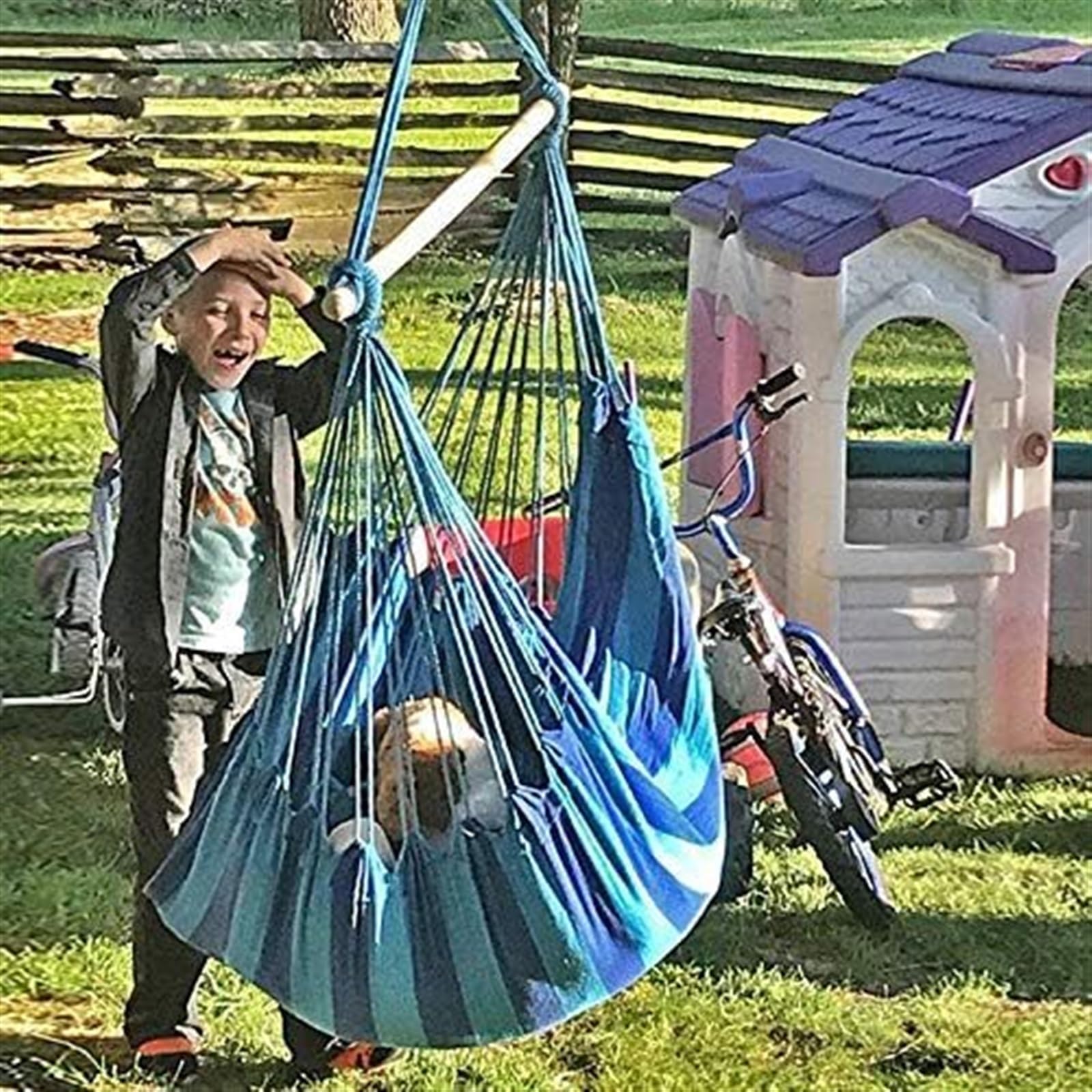 Wiszący fotel hamakowy na płótnie | 31,5 x 49,6 cala Wewnątrz, na zewnątrz, w ogrodzie Camping Travel: Wiszący hamak-huśtawka