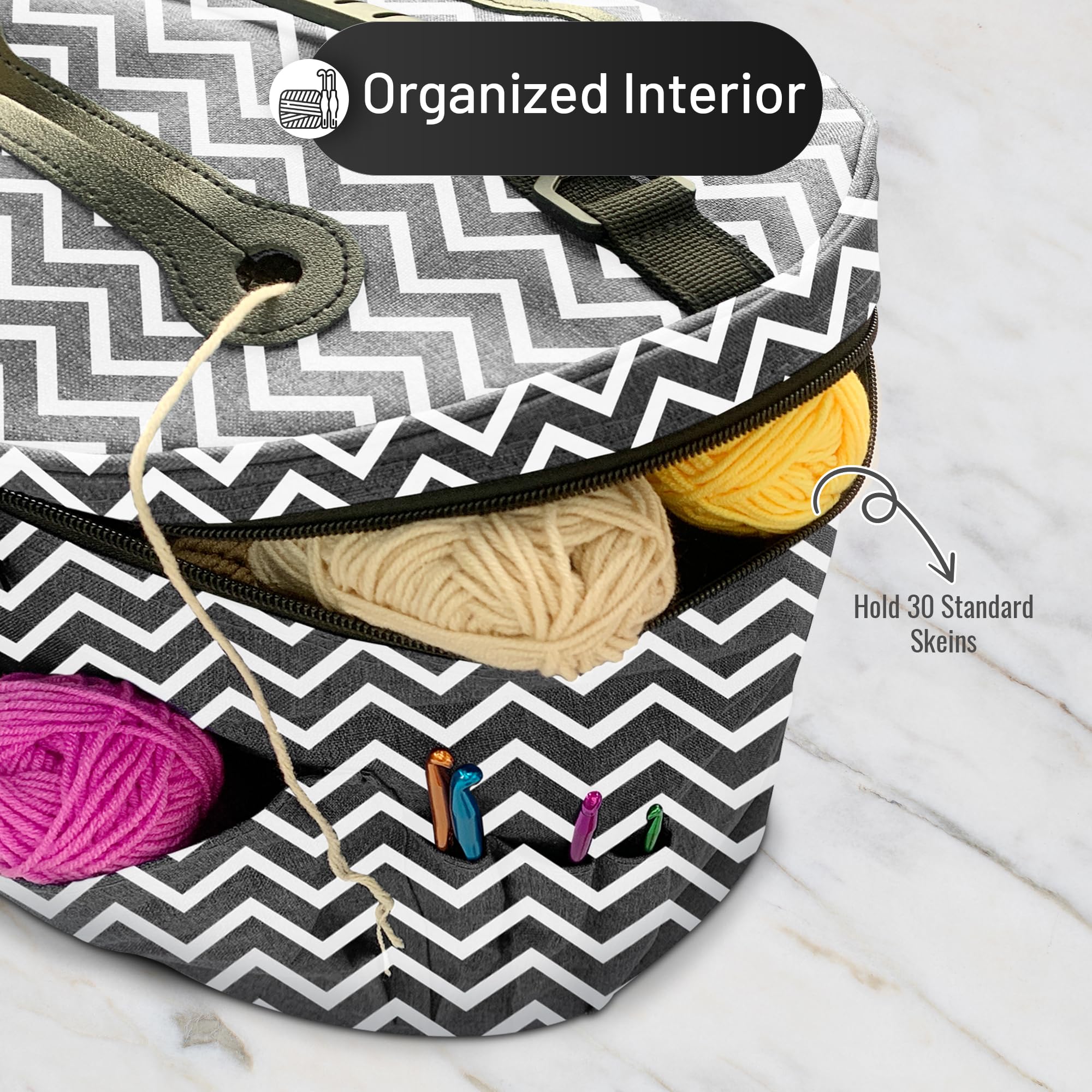 Crochet Hook Case FEILOONG Yarn Bag Organizer, Expandable Crochet