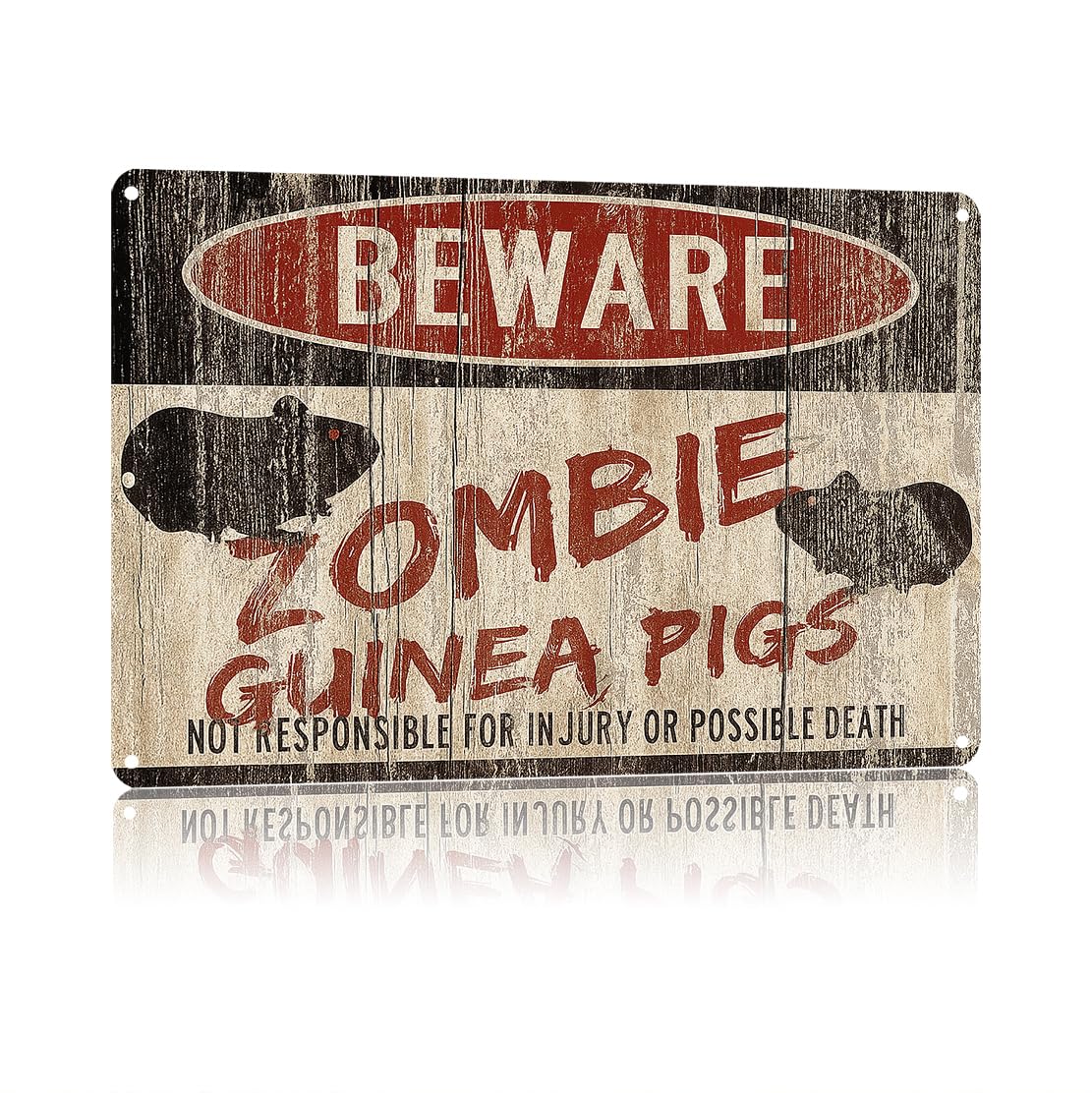 KWQDOZF Funny Metal Signs Posters Zombie Guinea Pigs Sign Wall Art for Yard Outdoor Lawn Garden Home Decor 8X12inch