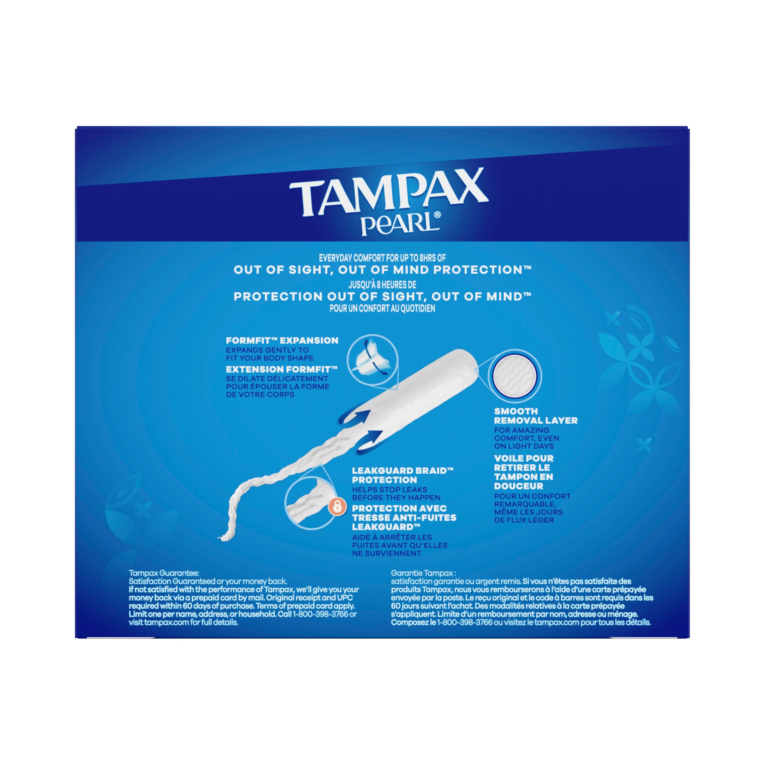 Tampax Pearl Tampons for Women, with LeakGuard Braid, Super Plus Absorbency, Unscented, 50 Count