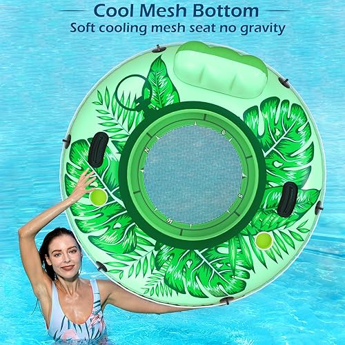Miniatura 2 de Jasonwell Flotador inflable de tubo de río, flotador de río resistente, flotadores de piscina para lago, tubos de agua de primera calidad para