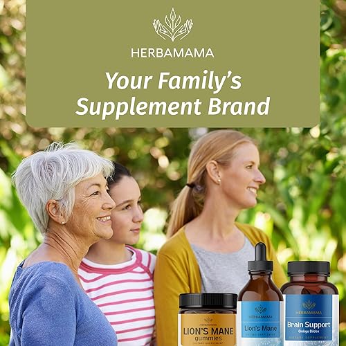 Miniatura 8 de HERBAMAMA Lions Mane Tincture - Extracto líquido de suplemento de hongos de melena de león para función cognitiva, memoria, enfoque y claridad,