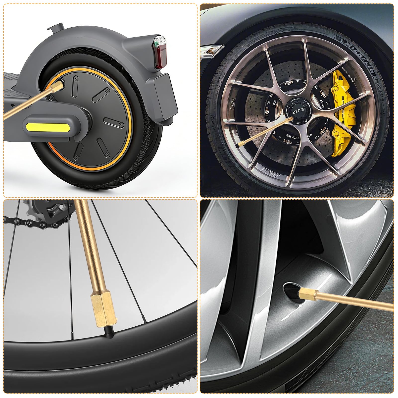 zrfgbxim 7 Pcs Válvulas Tubeless para Patinete Eléctrico, Adaptador Inflador Válvulas, Adaptador de Extensión de Válvula de Neumático para Patinete eléctrico Accesorios — view 7