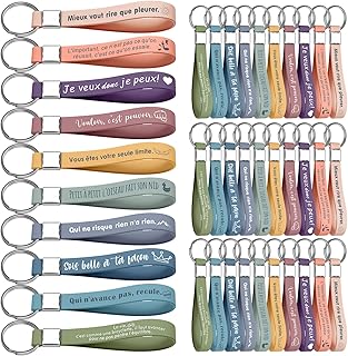 Xingch Lot de 30 porte-clés inspirants en silicone avec citations inspirantes, encouragement, remerciement, cadeau pour employés, collègues, adolescents, enseignants