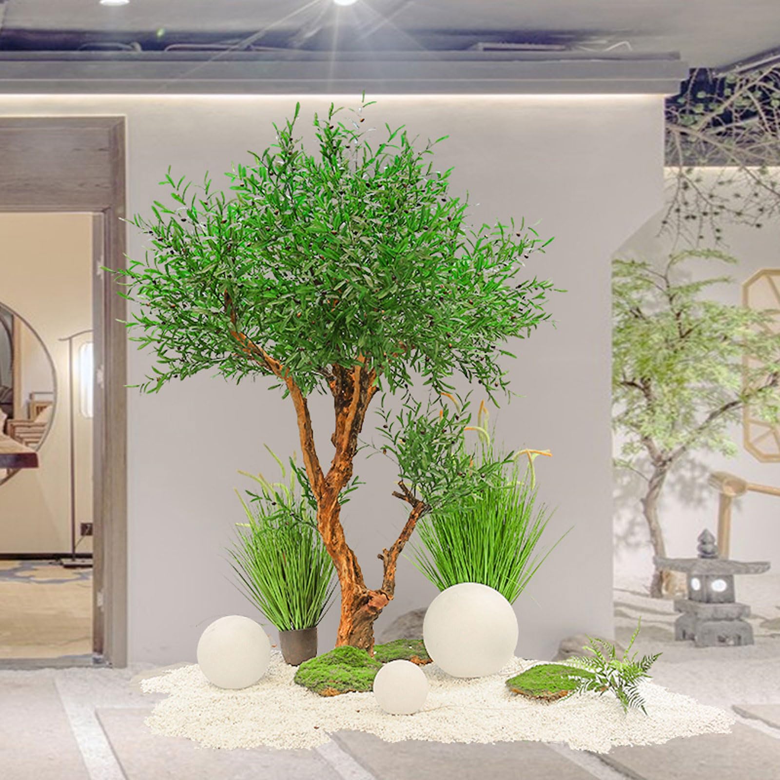 Ulivo Finto Da Interno 150cm - Pianta Artificiale Realistica In Vaso, Decorazione Casa O Ufficio - Foto 7