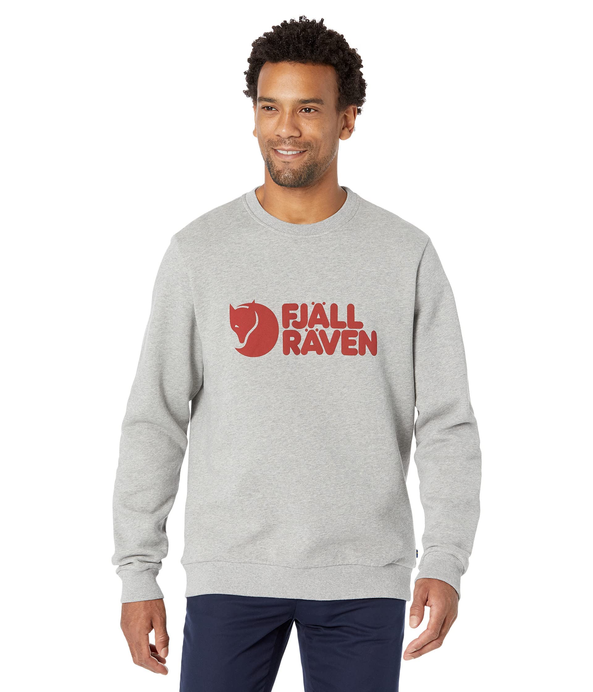 Fjallraven Men's Grey Logo Sweatshirt - Melange 020-999 - Size: 42