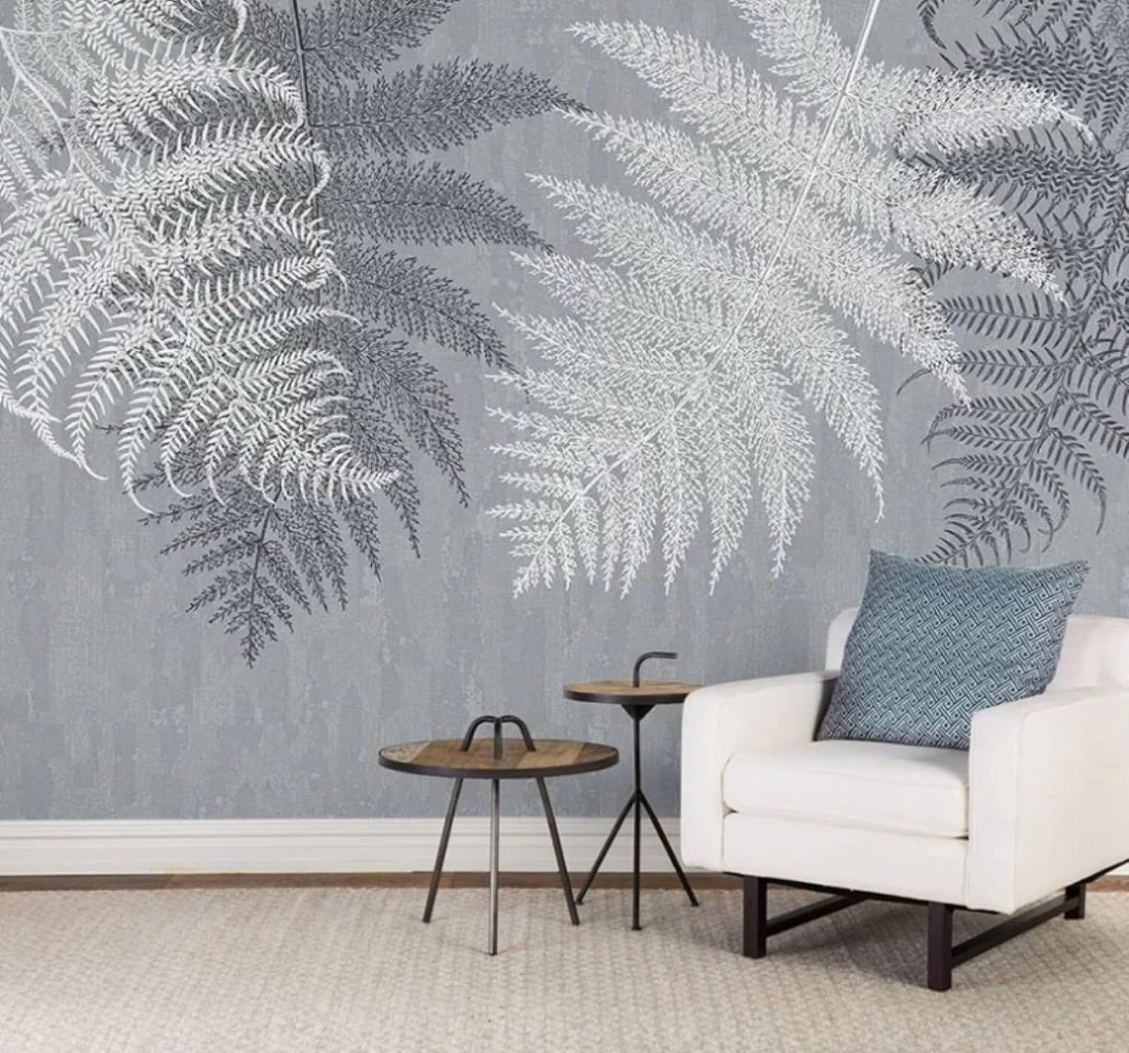 XLMING Minimalist Hand Drawn Grey Abstract Leaves 3D Wallpaper Luxury Silk Study Dining Feature Sofa Grey Bedroom Living Room Tv Decorative Wall-250cm×170cm