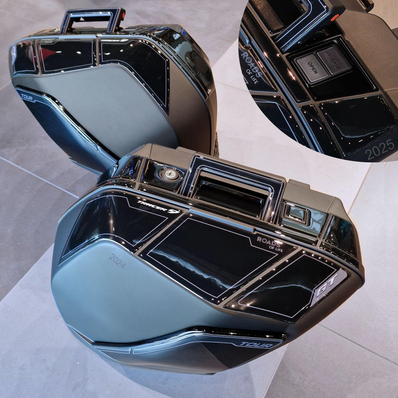 Resin Bike Kit Autocollant Moto Compatibles avec Yamaha Tracer 9-9 GT - 9 GT+ 2021-2026. Protection de Valises-Sacs Latéraux Contre Les Chocs et Les Éraflures. Autocollant 3D Résinés Made in Italy