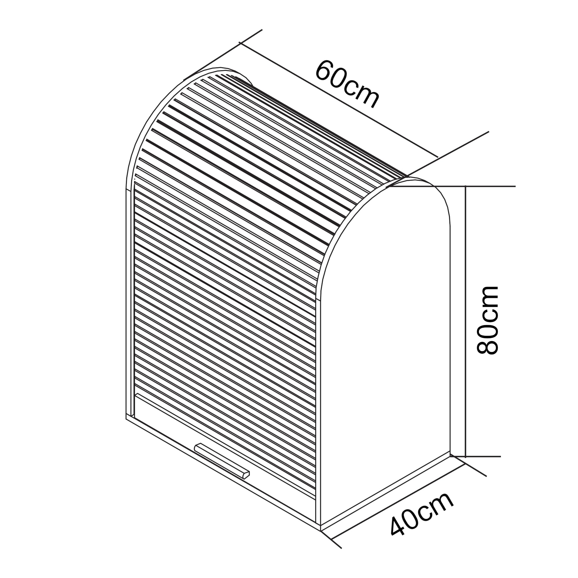 [en.casa] Jalousieschrank Kavlinge Rollladenschrank mit Einer Tür Büro Wohnzimmer Aktenschrank 80 x 60 x 40 cm Bambus/Grau