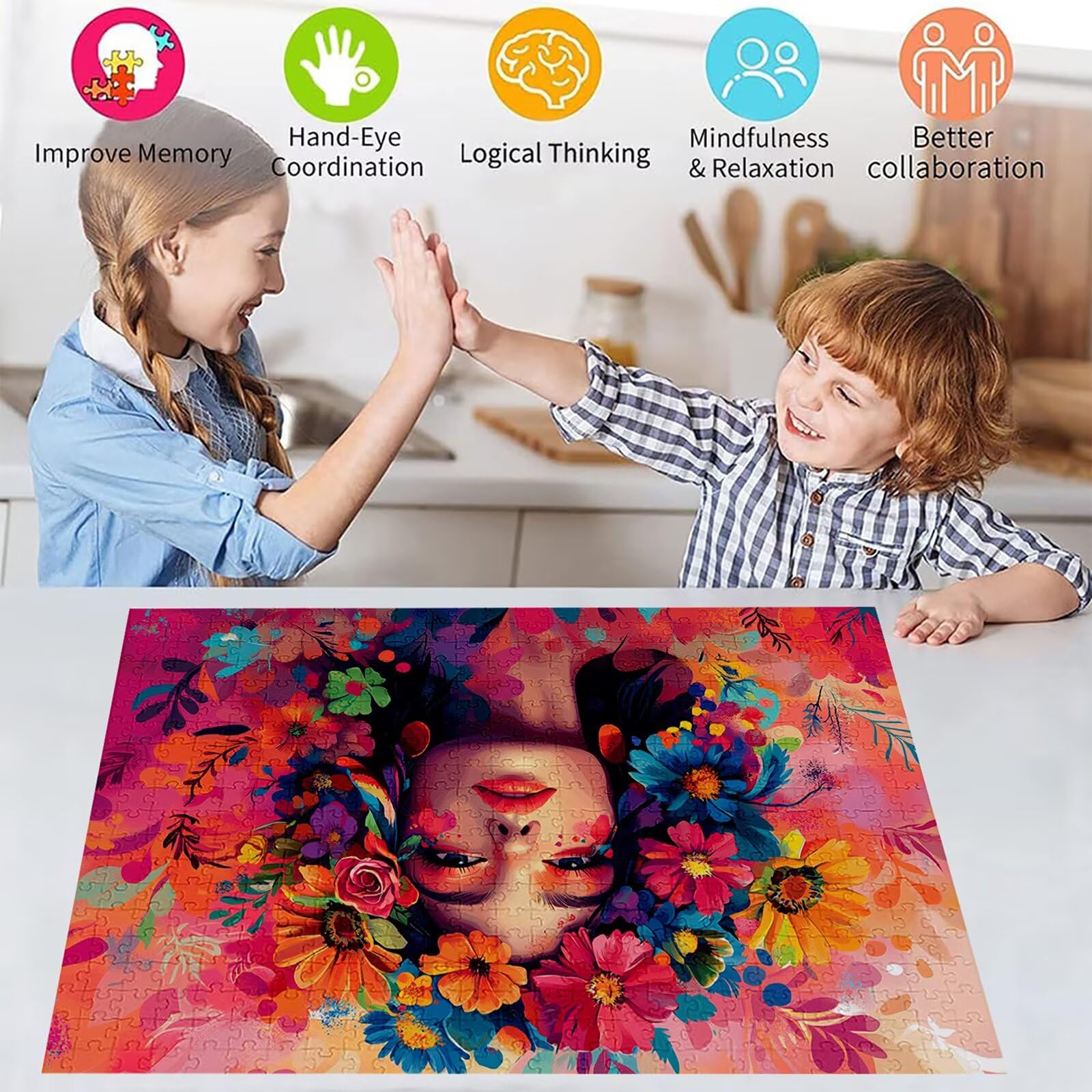 Puzzle 2000 elementów dla kobiet dorosłych kwiaty 100 x 70 cm unikalne rzemiosło klasyczne drewniane układanka 3D do rodzinnych gier aktywnych, układanka do samodzielnego wykonania nawet do dekoracji