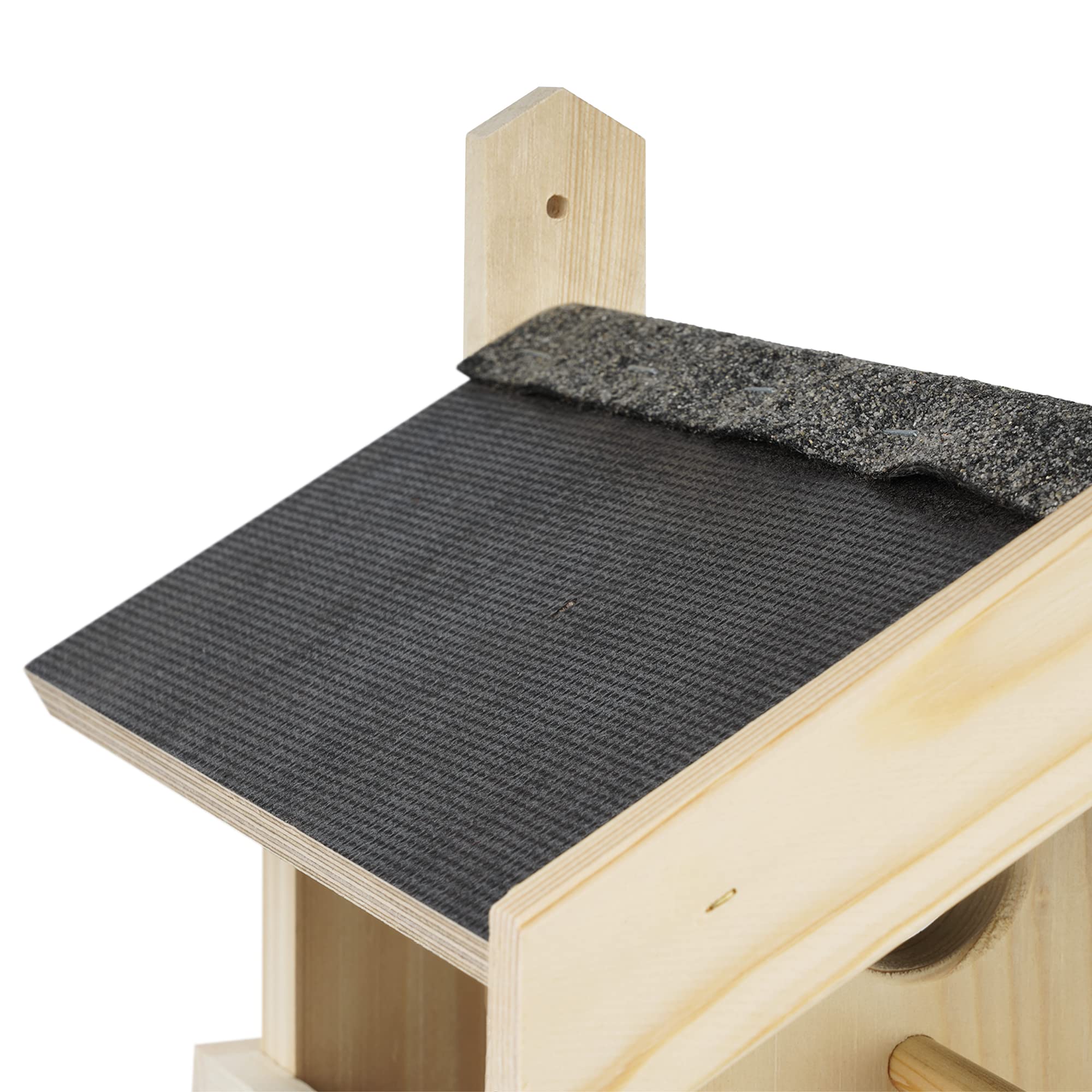 Vogelhaus für Vogelfutter mit Veranda für den Garten – „Made in Germany“ mit positivem sozialen Beitrag