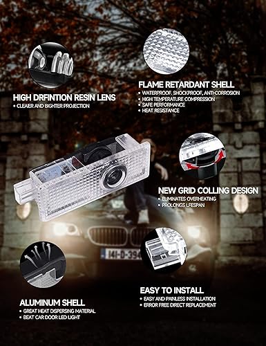 Miniatura 3 de Actualizado 2022Logotipo de luces para puerta de automóvil paquete de 4 luces LED para automóvil logotipo de puerta de automóvil luces de bienvenida