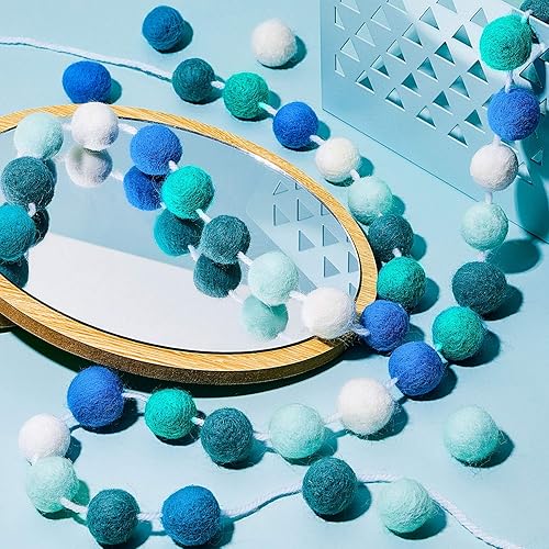 Miniatura 6 de Boao 2 guirnaldas de bolas de fieltro de lana de invierno de 6.5 pies, 24 bolas de pompones, decoración colgante de Navidad para pared, aula, hogar,