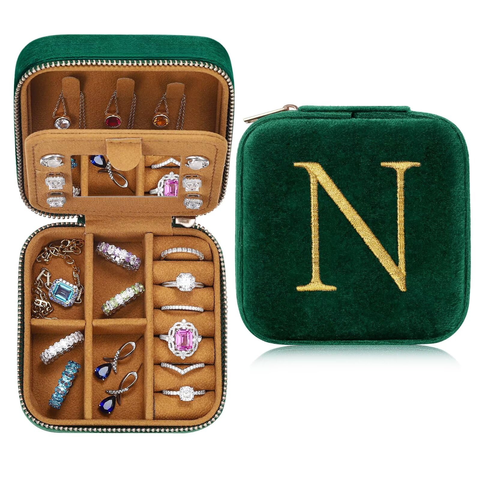TINGN Teacher Gifts, Travel Jewellery Box, Travel Jewellery Organiser, Travel Jewellery Case, Birthday Gifts for Women, Mum Birthday Gifts, Personalised Jewellery Box N