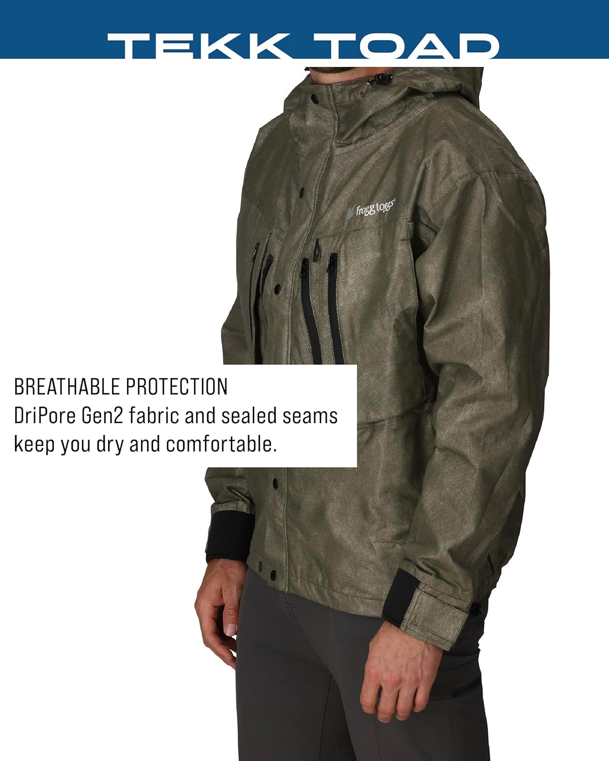 FROGG TOGGS Tekk Toad Waterproof Breathable Rain Jacket Ideal for Fishing and Wading - Image 8