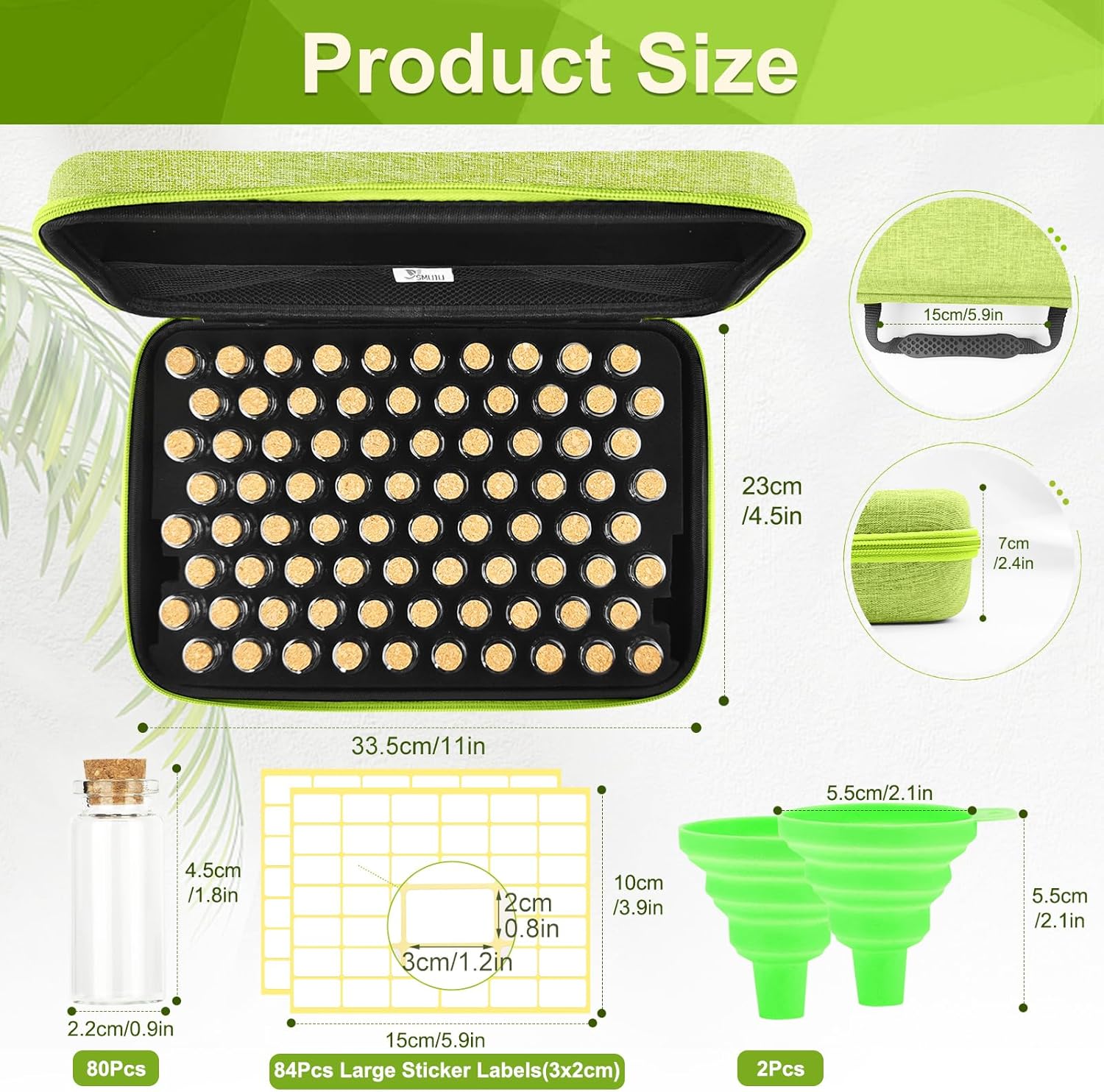 【80 Slots】 Seed Storage Organizer, Sturdy Organizer Box with Dual Zipper Bag and 84Pcs Label Stickers, Glass Seed Storage Container for Flower Vegetable Plants Garden Seeds Saving, Green