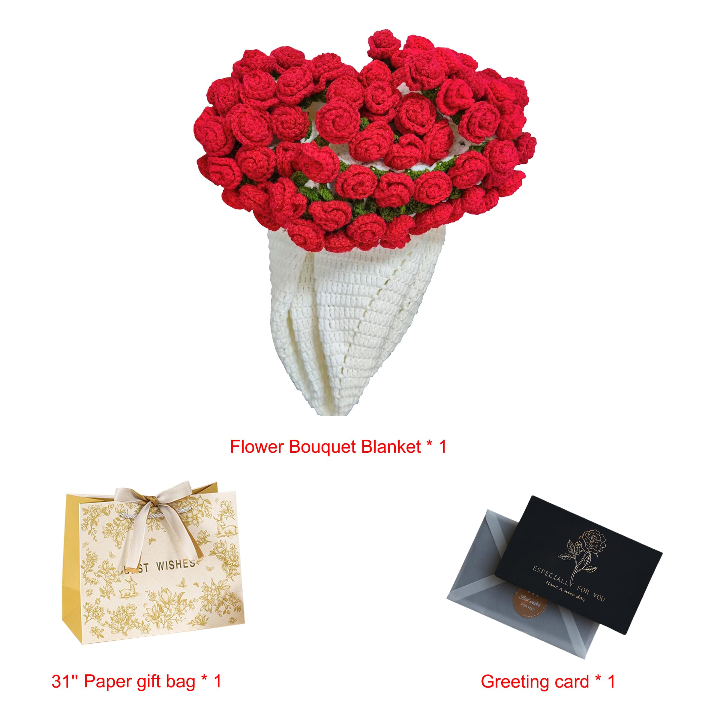 Amazon | ハンドメイド クロシェ フラワーブーケ ブランケット