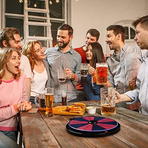 Miniatura 7 de WinSpin Rueda de premio de doble cara de 10 pulgadas con soporte de escritorio, borrado en seco, rueda giratoria de 10 ranuras para pub, fiesta,