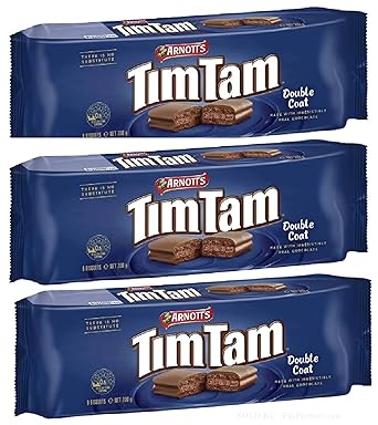 Double Coat Tim Tam Pack of 3 x 200g EA Imported From Australia... Chocolate Cookie Biscuits, Full Size