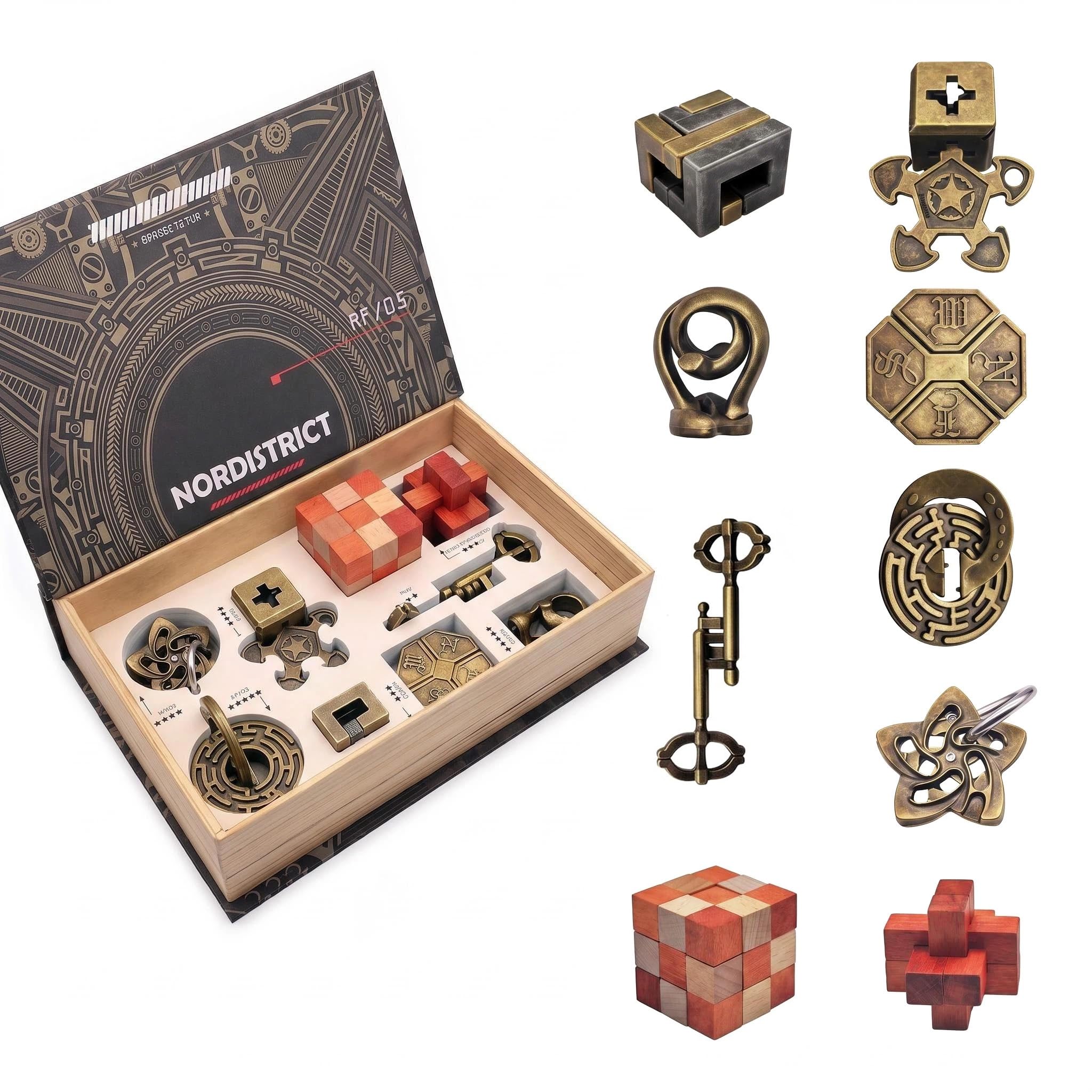 Amazon.com: NORDISTRICT 9PCS Metal Brain Teaser Puzzle Box Set – 9