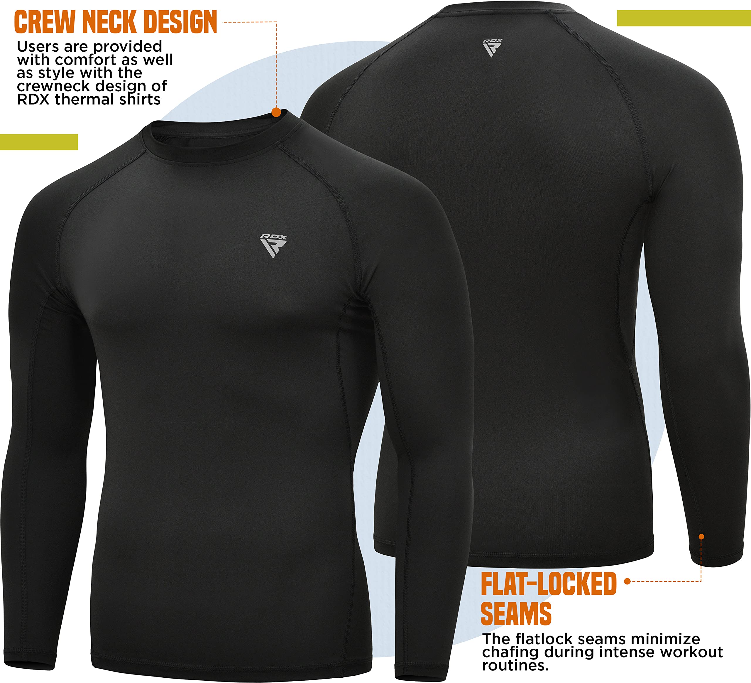 RDX Rash Guard Mens Gilet a Compressione Manica Lunga Quick Dry Muta Surf Swim Top MMA Training Sparring Gilet Termico per Ciclismo su Strada