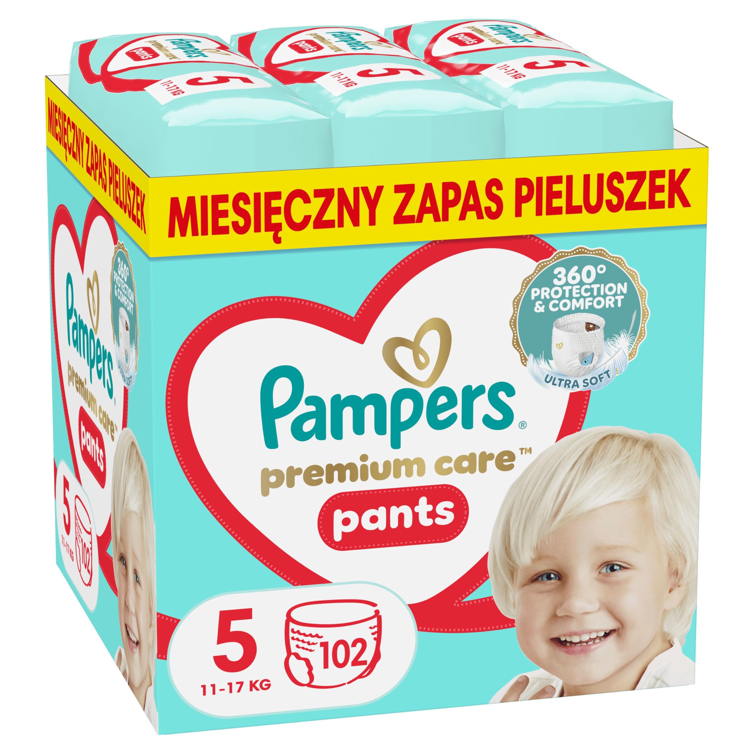 Pampers Premium Care Pieluchomajtki, rozmiar 5, 102 pieluszek, 11kg-17kg