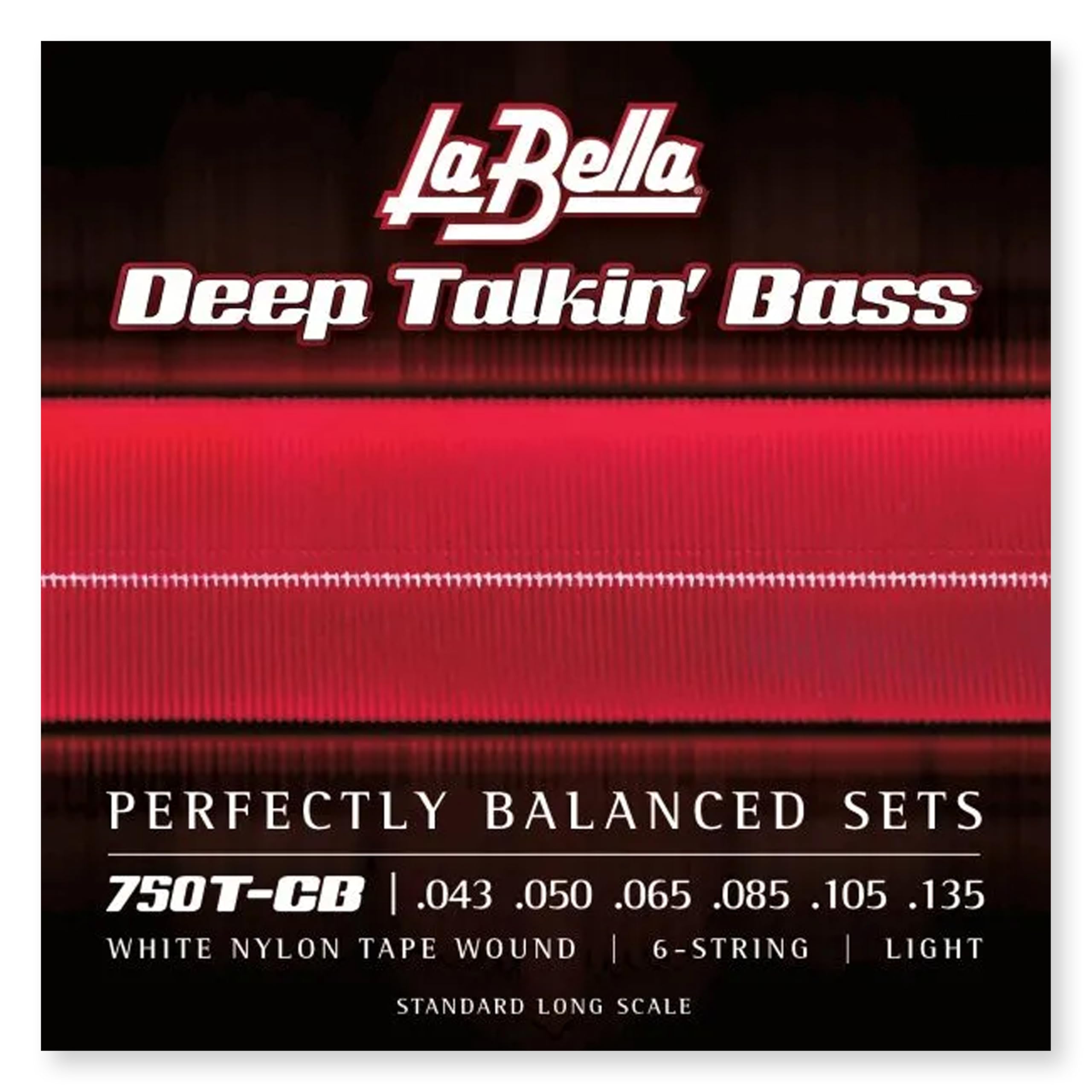 La Bella Strings »DEEP TALKIN' BASS - 750T-CB WHITE NYLON - 6-STRING E-BASS« Corde per Basso Elettrico 6-Corde - White Nylon Tape Wound - Light: 043-135