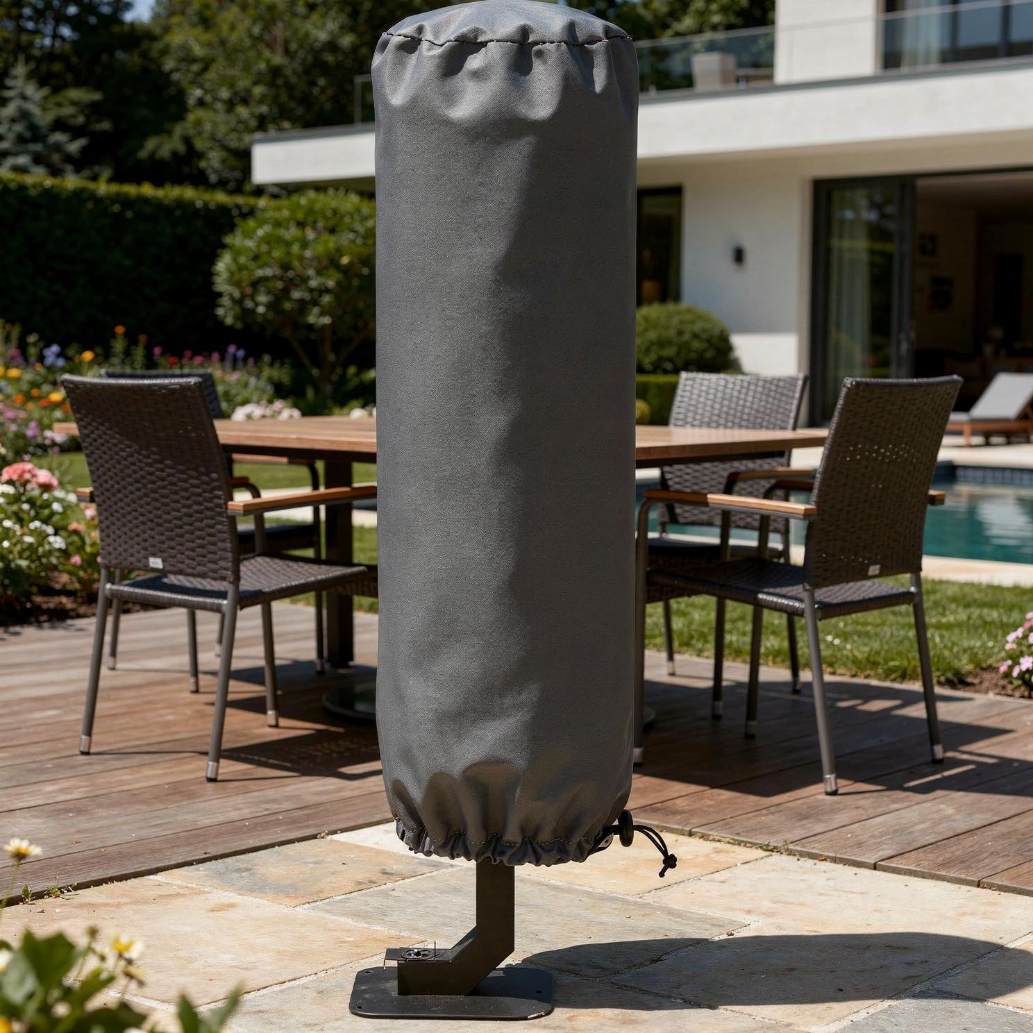 Deosk Outdoor Fire Pit Cover 60" Firepit Covers for Pellet Patio Heater Waterproof Wood Pellet Fire Tube & Torch Covers Universal (Black)