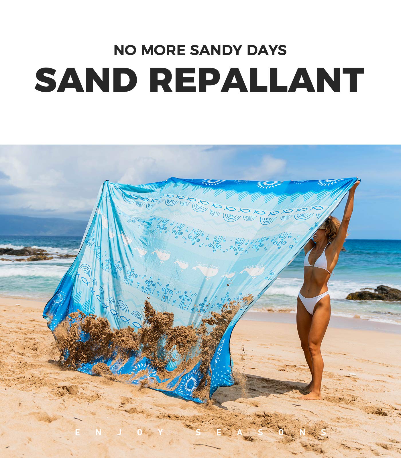 OCOOPA Bohemian Beach Blanket Waterproof Sandproof, 10'X 9' Extra Large, Soft and Durable, Sand Free, Light Weight and Portable, Perfect for Travel 