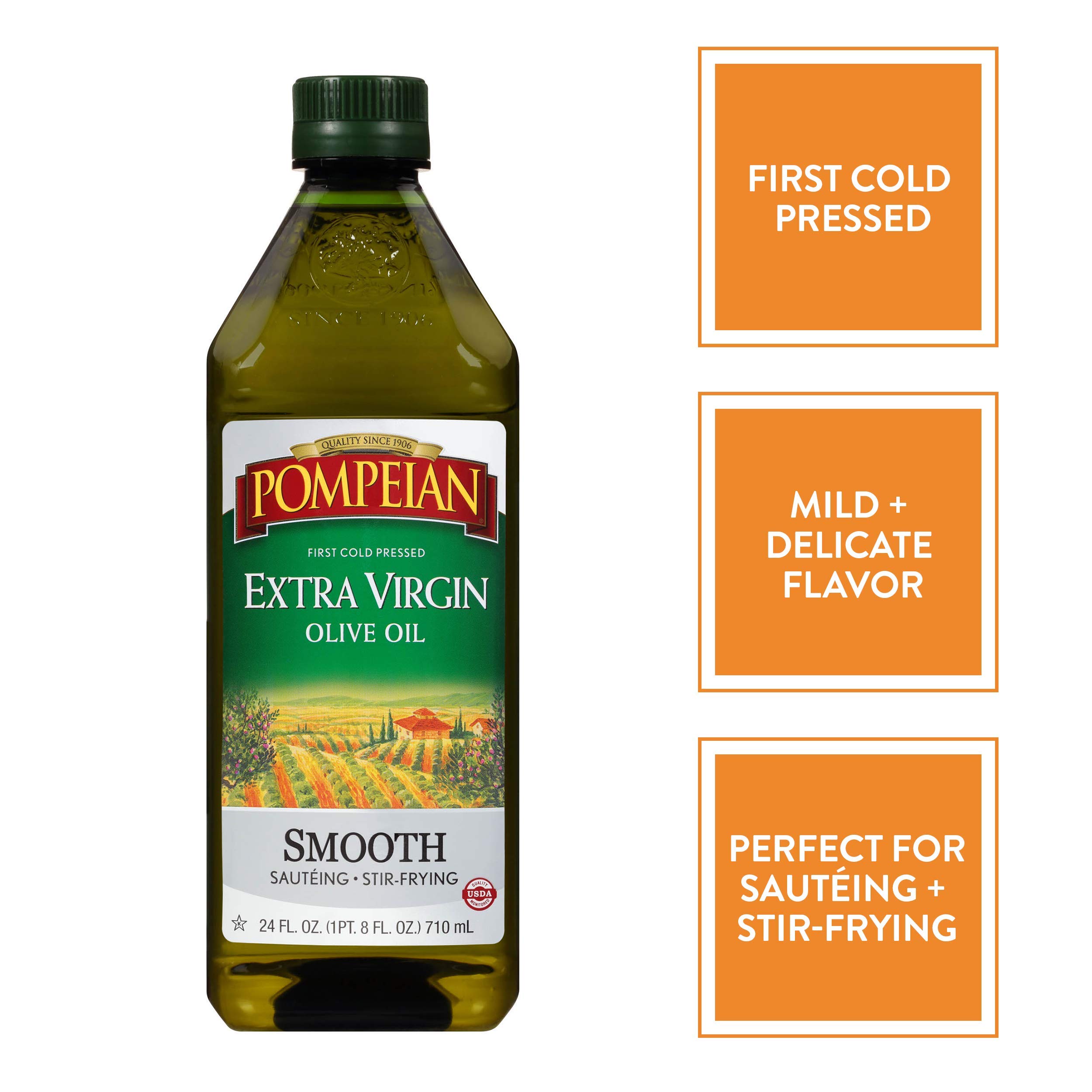 Pompeian Smooth Extra Virgin Olive Oil, First Cold Pressed, Mild and