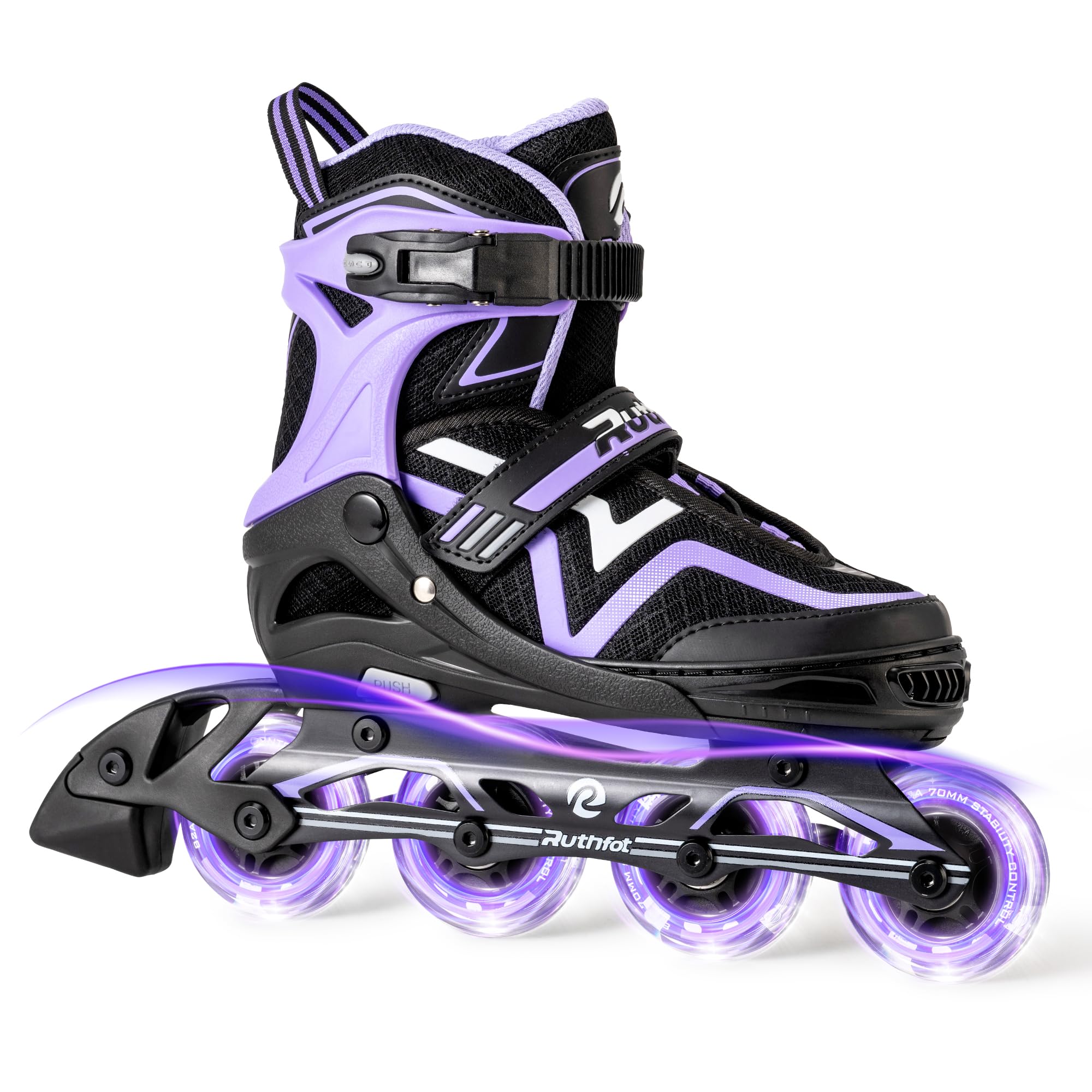 Ruthfot Pattini in linea regolabili per bambini, ragazzi e ragazze, pattini luminosi per bambini dai 6 ai 12 anni, patine luminose per uomini e donne - 1